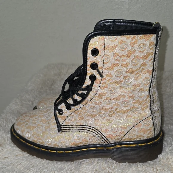 Dr. Martens Lace And Gold GlitterBoots Made In England